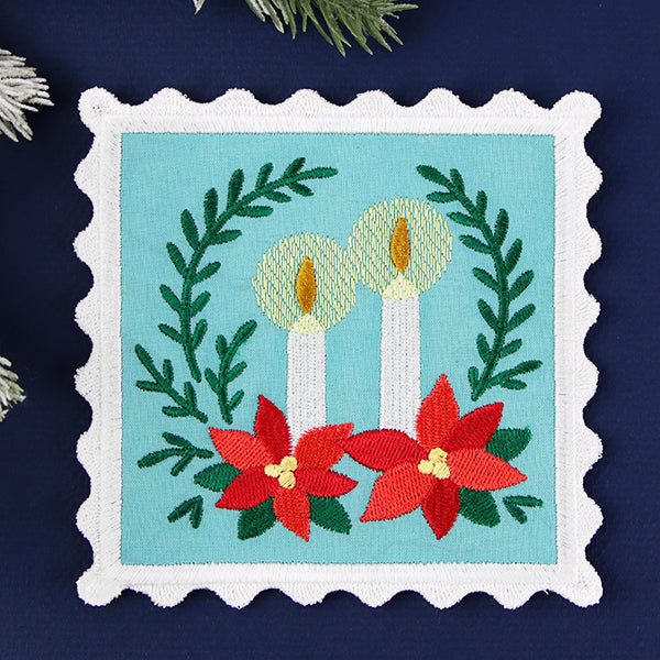 Christmas Stamp Coasters - Candles (In-the-Hoop)