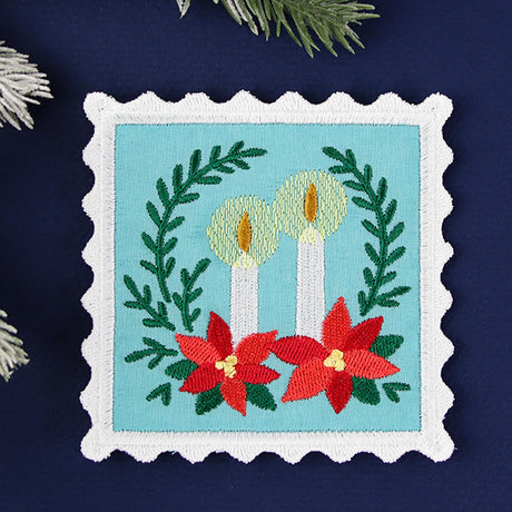 Christmas Stamp Coasters - Candles (In-the-Hoop)