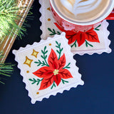 Christmas Stamp Coasters - Poinsettia (In-the-Hoop)