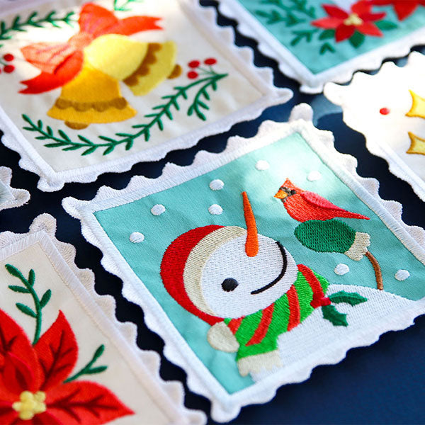 Christmas Stamp Coasters - Snowman (In-the-Hoop)
