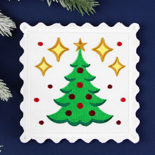 Christmas Stamp Coasters - Tree (In-the-Hoop)