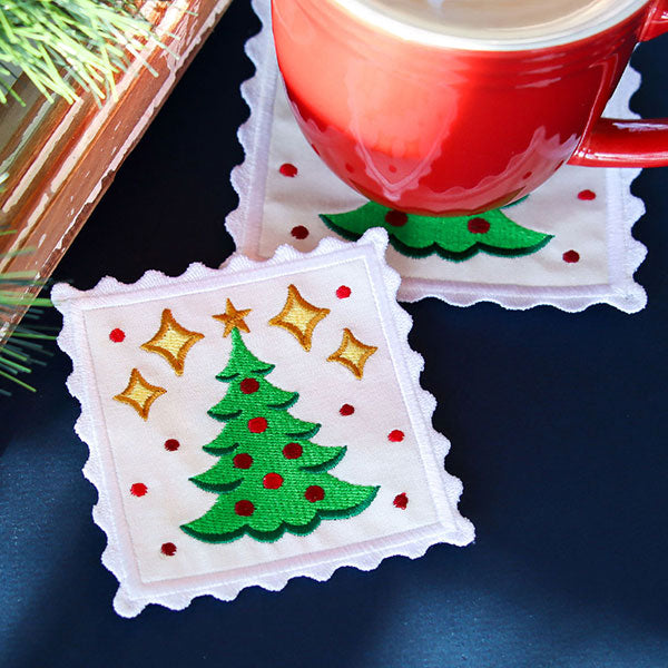 Christmas Stamp Coasters - Tree (In-the-Hoop)