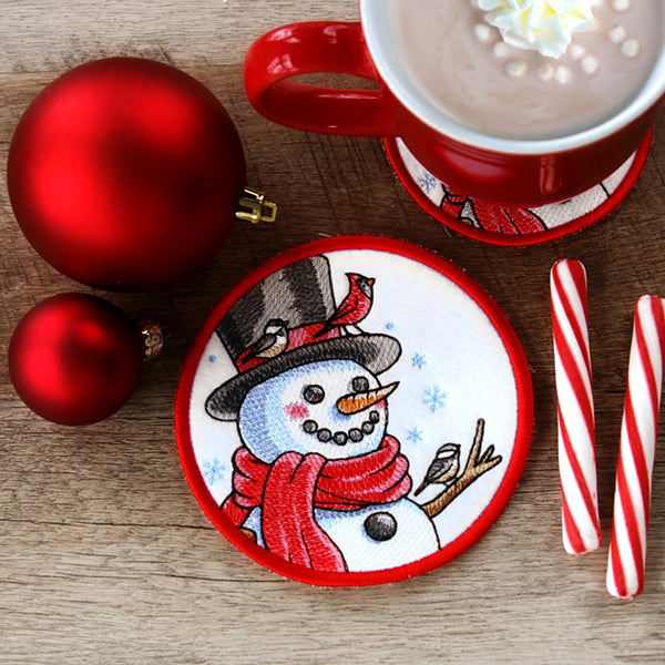 Let It Snow Snowman Coaster (In-the-Hoop)