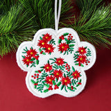 Christmas Poinsettia Pet Paw Ornament (In-the-Hoop)