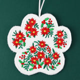 Christmas Poinsettia Pet Paw Ornament (In-the-Hoop)