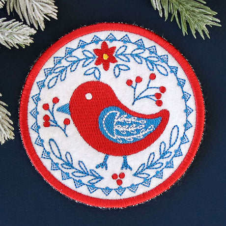 Nordic Necessities Coaster - Bird (In-the-Hoop)