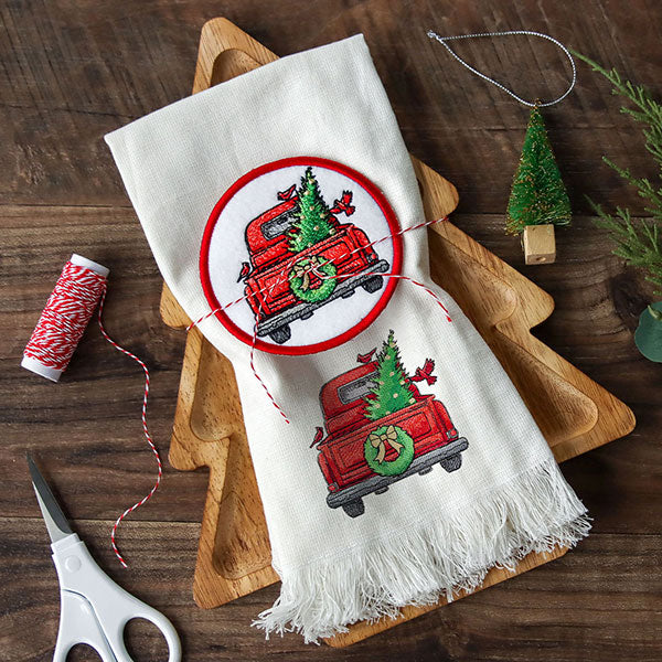 Christmas Trees Retro Truck Coaster (In-the-Hoop)