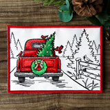 Christmas Trees Retro Truck Mug Rug (In-the-Hoop)