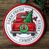 Christmas Trees Retro Truck Stamp Trivet (In-the-Hoop)