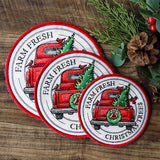 Christmas Trees Retro Truck Stamp Trivet (In-the-Hoop)