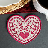 Textured Heart Coaster 1 (In-the-Hoop)