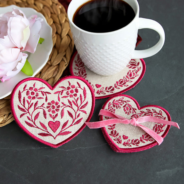Textured Heart Coaster 2 (In-the-Hoop)