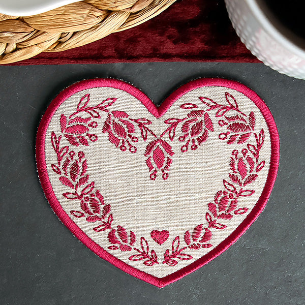 Textured Heart Coaster 3 (In-the-Hoop)