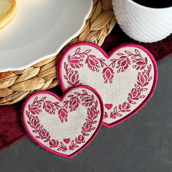Textured Heart Coaster 3 (In-the-Hoop)