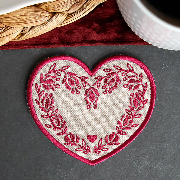 Textured Heart Coaster 3 (In-the-Hoop)