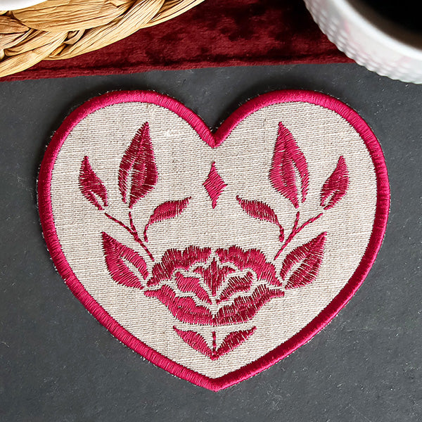 Textured Heart Coaster 4 (In-the-Hoop)