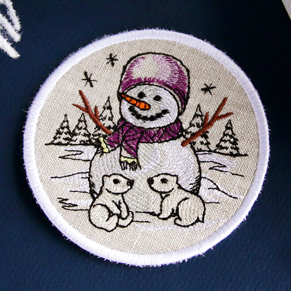 Country Snowman Coaster - Polar Bear Cubs