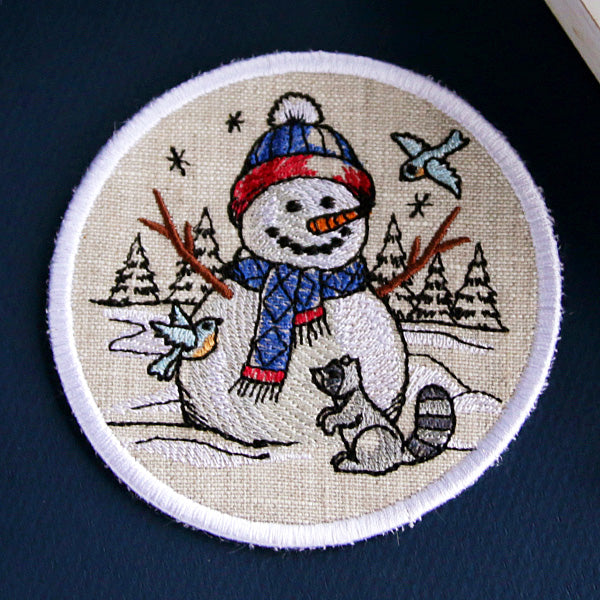 Country Snowman Coaster - Raccoon