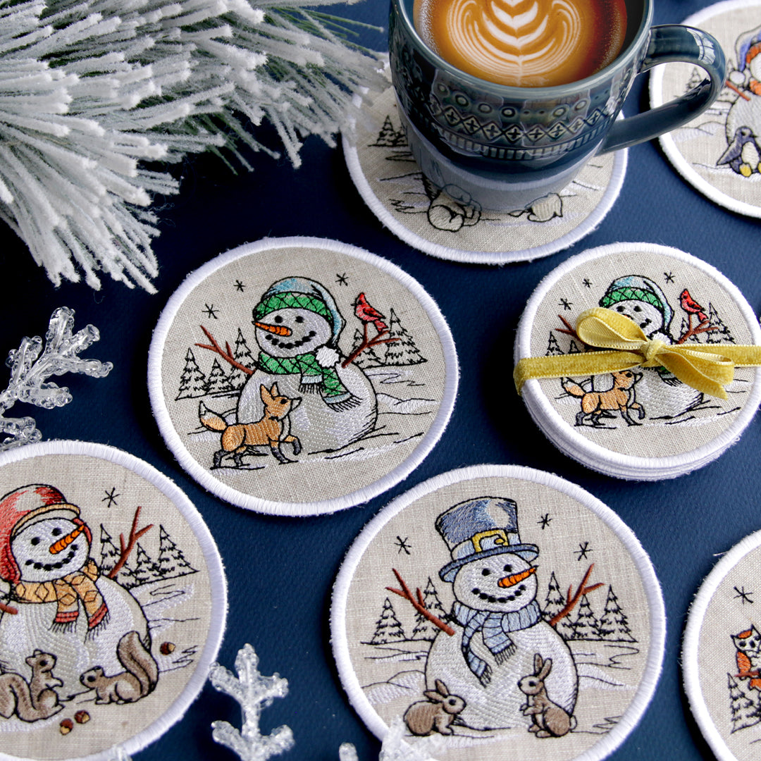 Country Snowman Coaster - Bunny Rabbits