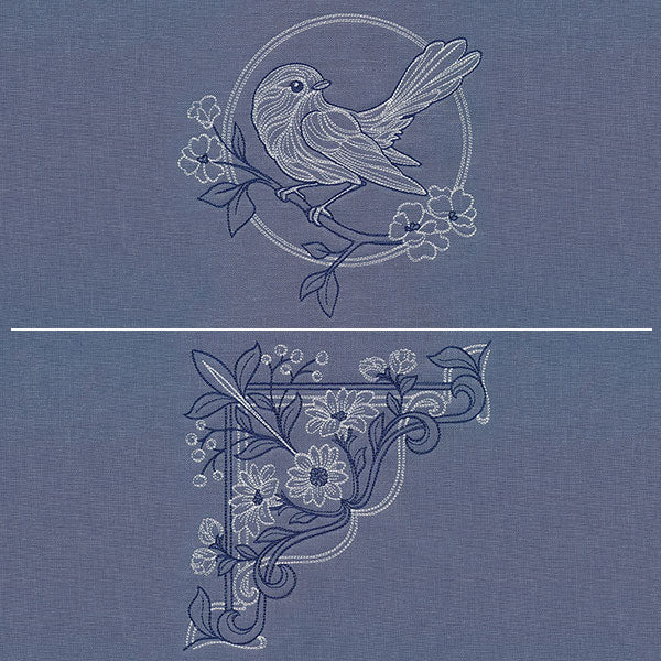 Sparrow & Flowers Pillow Pair