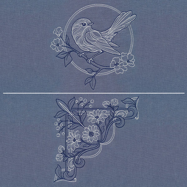 Sparrow & Flowers Pillow Pair