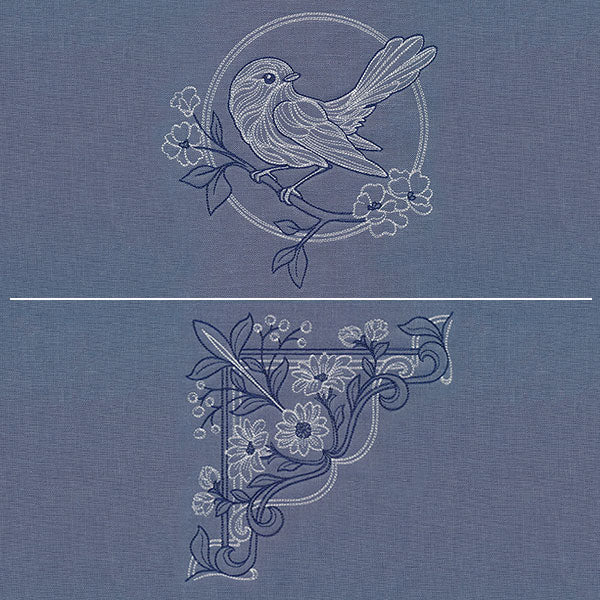 Sparrow & Flowers Pillow Pair