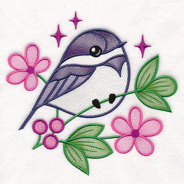 Chickadee and Blooms Pillow Pair