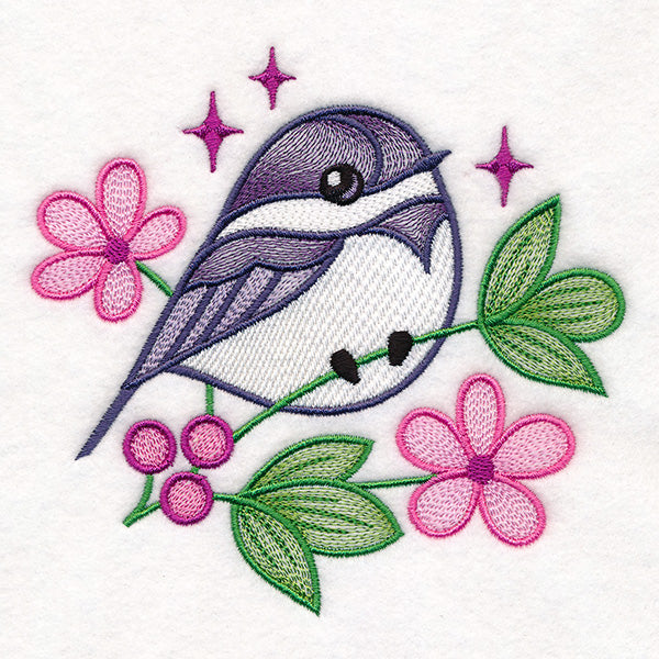 Chickadee and Blooms Pillow Pair
