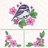 Chickadee and Blooms Pillow Pair