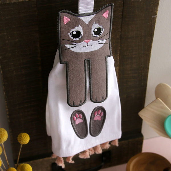 Hey There Kitty Cat Towel Topper (In-the-Hoop)