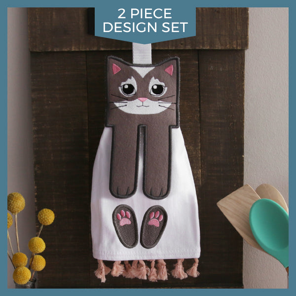 Hey There Kitty Cat Towel Topper (In-the-Hoop)