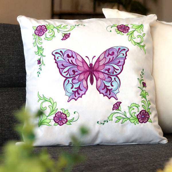Butterfly & Flowers Pillow Pair
