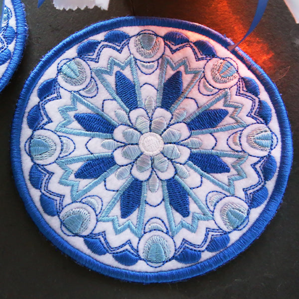Delft Blue Mandala Coaster (In-the-Hoop)
