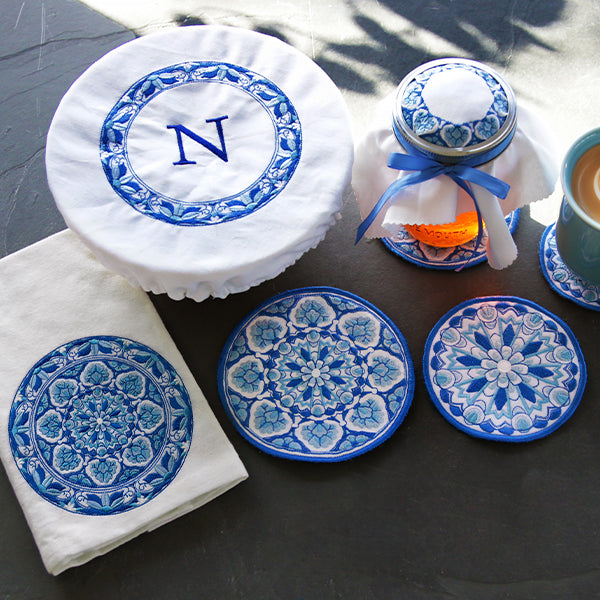 Delft Blue Mandala Coaster (In-the-Hoop)