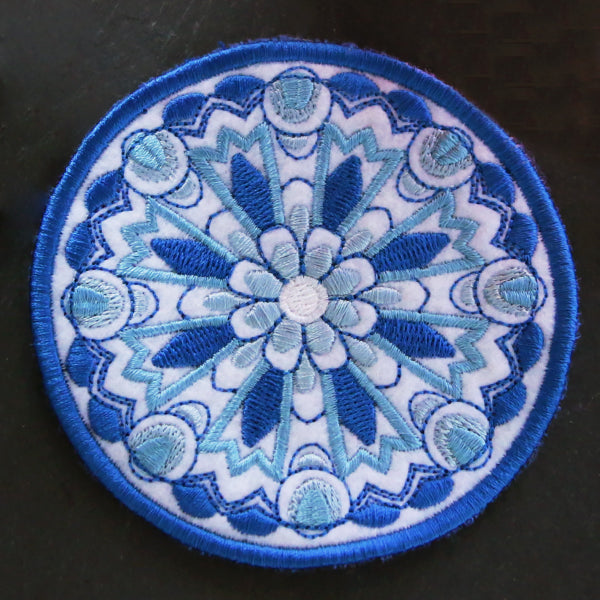 Delft Blue Mandala Coaster (In-the-Hoop)