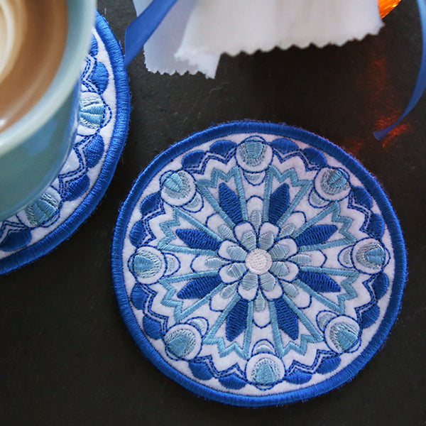 Delft Blue Mandala Coaster (In-the-Hoop)