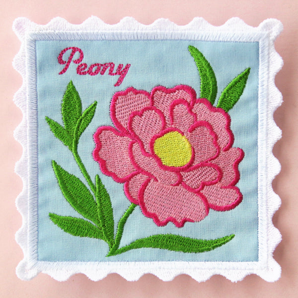 Lace Edge Flower Stamp Coaster - Peony (In-the-Hoop)
