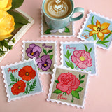 Lace Edge Flower Stamp Coaster - Peony (In-the-Hoop)