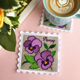 Lace Edge Flower Stamp Coaster - Pansy (In-the-Hoop)