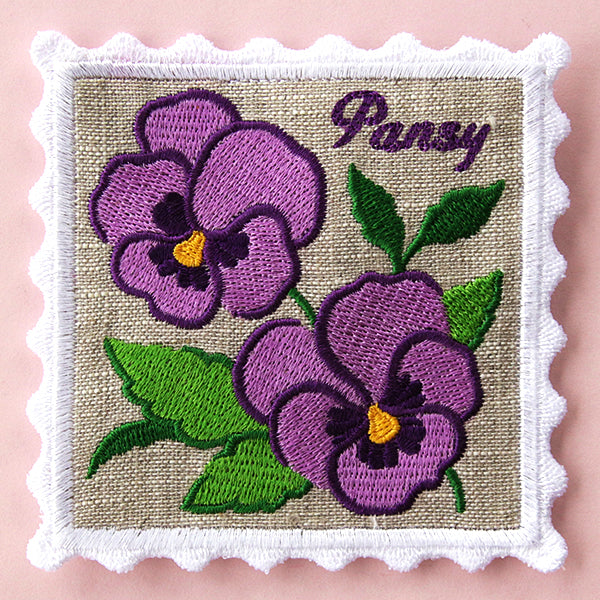 Lace Edge Flower Stamp Coaster - Pansy (In-the-Hoop)