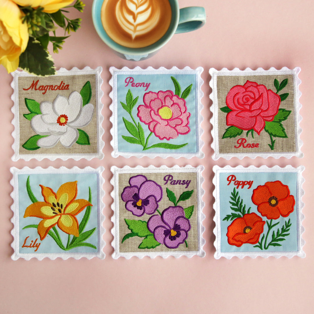 Lace Edge Flower Stamp Coaster - Lily (In-the-Hoop)