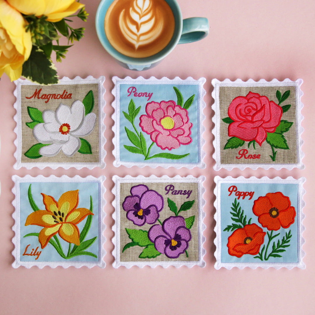 Lace Edge Flower Stamp Coaster - Magnolia (In-the-Hoop)