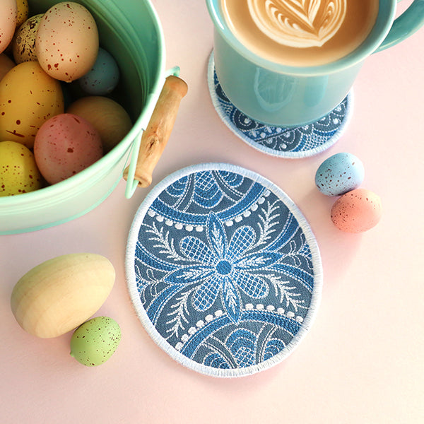 Kaleidoscope Easter Egg Coaster 1 (In-the-Hoop)