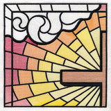 Stained Glass Cross at Sunrise Scene (Set)