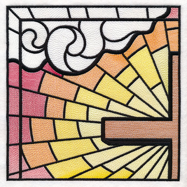 Stained Glass Cross at Sunrise Scene (Set)