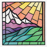 Stained Glass Cross at Sunrise Scene (Set)