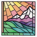 Stained Glass Cross at Sunrise Scene (Set)