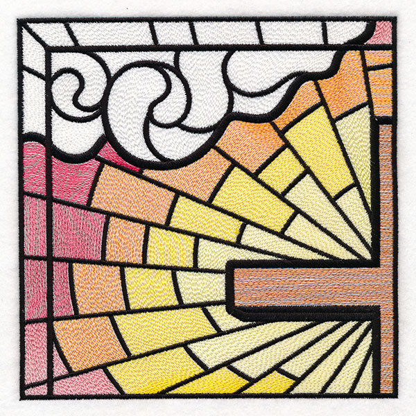 Stained Glass Cross at Sunrise Scene (Set)