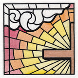 Stained Glass Cross at Sunrise Scene (Set)