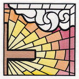 Stained Glass Cross at Sunrise Scene (Set)